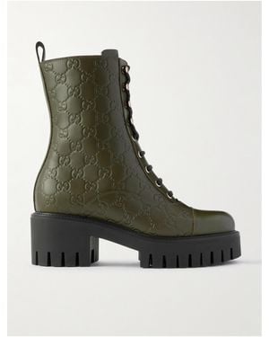 Gucci Damenboot Mit Schnürung Und Gg, Größe - Grün