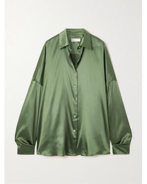 Dries Van Noten Chemise Oversize En Satin De Soie Casia - Vert