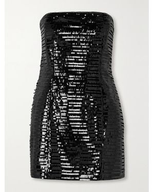 A.L.C. Elsie Strapless Sequined Satin Mini Dress - Black