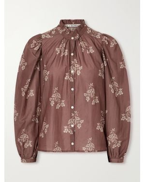 Alix Of Bohemia Annabel Printed Cotton And Silk-Blend Satin Blouse - Brown