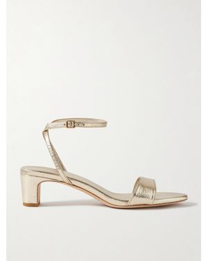 Loeffler Randall Alice Metallic Cracked-Leather Sandals - White