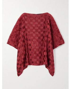 Dima Ayad Plissé-Satin Blouse - Red