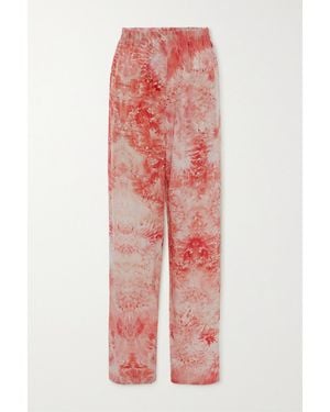 McQueen Printed Silk Wide-Leg Pants - Pink