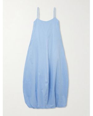 Faithfull the Brand Aniela Gathered Cotton-Poplin Maxi Dress - Blue