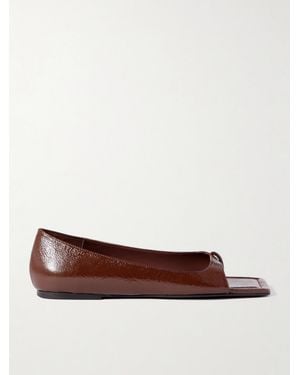 St. Agni 90S Crinkled Patent-Leather Court Shoes - Brown