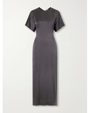 FFORME Imogen Draped Satin Maxi Dress - Gray