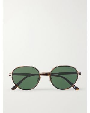 Tom Ford Jet-02 Round-Frame-Tone And Tortoiseshell Acetate Sunglasses - Green