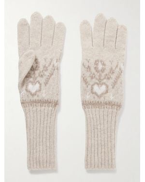 KHAITE Domini Fair Isle Cashmere Gloves - Natural