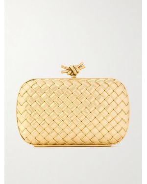 Bottega Veneta Knot Padded Intrecciato Metallic Leather Clutch