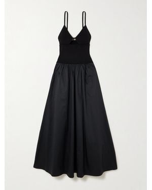 St. Agni Maxikleid Aus Baumwollpopeline Und Rippstrick Mit Cut-Out - Blau