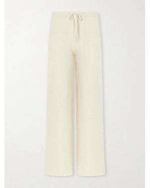Suzie Kondi Calla Cotton-Bouclé Flared Trousers - White