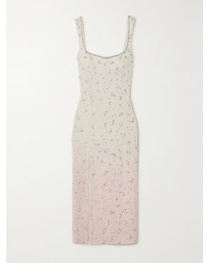 Clio Peppiatt Embellished Stretch-Tulle Midi Dress - White
