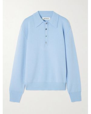 Rohe Wool And Cashmere-Blend Polo Shirt - Blue