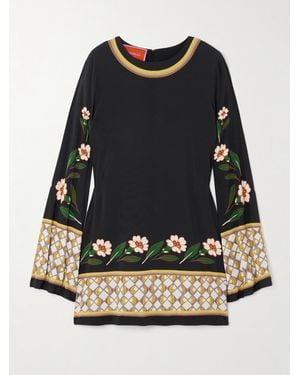 La DoubleJ Icon Supremes Printed Crepe Mini Dress - Black