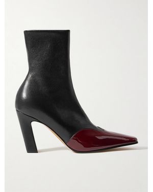 KHAITE Nevada Two-Tone Leather Ankle Boots - Black