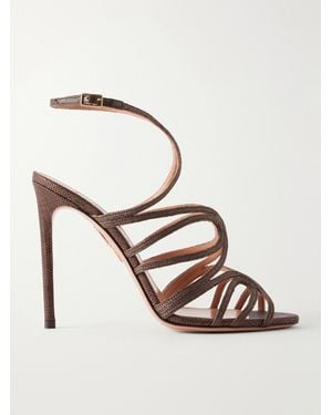 Aquazzura Serenade 105 Raffia Sandals - Metallic