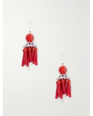 Sophie Buhai Petite Flamenco Tasselled Sterling And Carnelian Earrings - Red