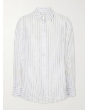 Aflalo Brein Striped Cotton And Silk-Blend Voile Shirt - White