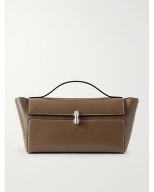 SAVETTE Symmetry Trapeze Pochette Leather Tote - Brown