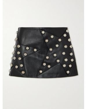 Area Studded Leather Mini Skirt - Black