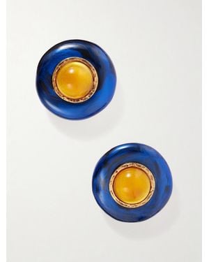 Saint Laurent Embellished-Tone Earrings - Blue
