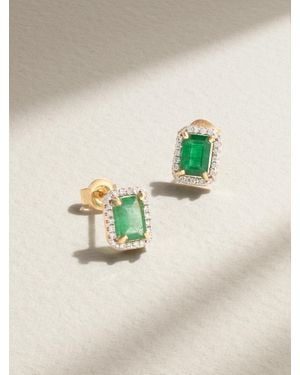 Mateo 14-Karat, Emerald And Diamond Earrings - Green
