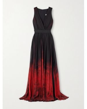 Elie Saab Pleated Dégradé Chiffon Gown - Red