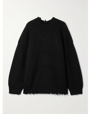 Jonathan Simkhai Willa Distressed Ribbed Wool Jumper - Black