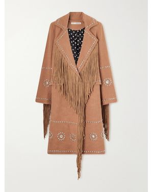 Alix Of Bohemia Petunia Studded Fringe-Trimmed Cotton-Gauze Coat - Natural