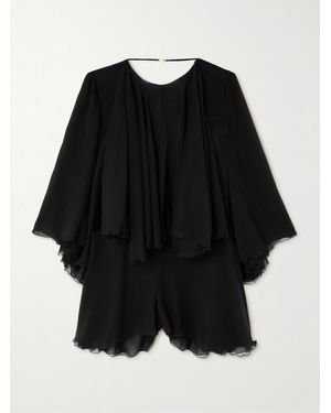 Saint Laurent Playsuit Aus Seiden-Crêpe - Schwarz