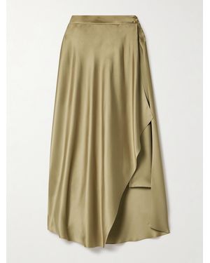 Loro Piana Layered Silk-Satin Midi Skirt - Green