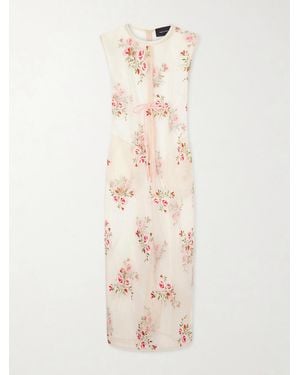 Simone Rocha Bow-Embellished Embroidered Organza Midi Dress - Natural