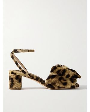 Loeffler Randall Carmen Bow-Embellished Leopard-Print Velvet Sandals - Multicolour