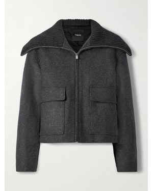 Theory Ribbed Wool-Trimmed Wool-Blend Twill Jacket - Black