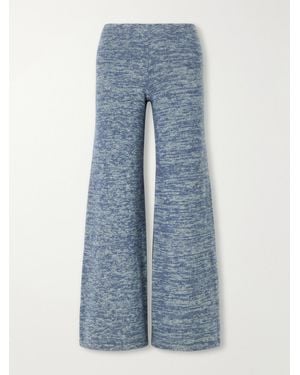 The Elder Statesman Nimbus Knitted Cashmere And Silk-Blend Wide-Leg Pants - Blue