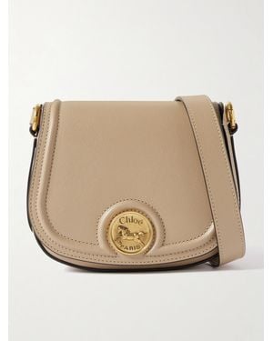 Chloé Horse Medal Kleine Schultertasche Aus Strukturiertem Leder - Natur