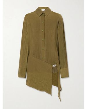 The Attico Asymmetric Cotton Mini Dress - Green