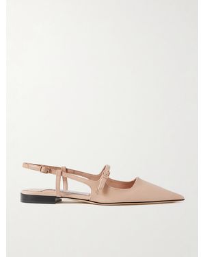 Jimmy Choo Didi Patent-Leather Slingback Point-Toe Flats - Natural