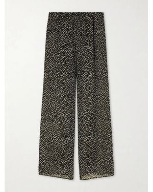 Nili Lotan Polka-Dot Silk Straight-Leg Trousers - Black