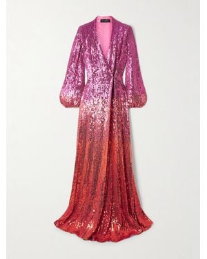 Jenny Packham Wickelrobe Aus Jersey Mit Pailletten - Rot
