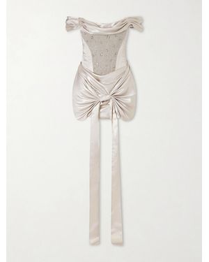 Clio Peppiatt Paloma Wandelbares Minikleid Aus Satin Mit Verzierung - Weiß
