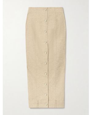 Cult Gaia Lua Cotton And Linen-Blend Twill Midi Skirt - Natural