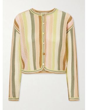 Zimmermann Striped Crocheted Cotton Cardigan - Metallic