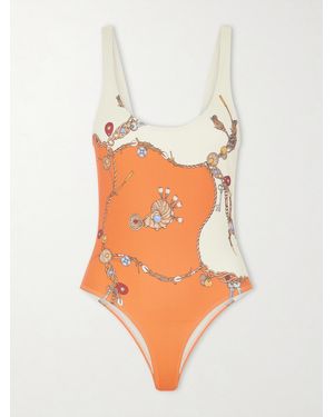 Versace Stolen Jewels Printed Swimsuit - White
