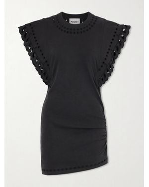 Isabel Marant Orlane Broderie Anglaise Cotton-Jersey Mini Dress - Black