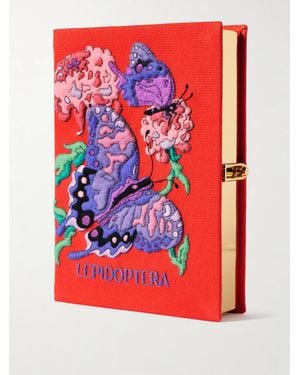 Olympia Le-Tan Lepidoptera Embroidered Appliquéd Canvas Clutch