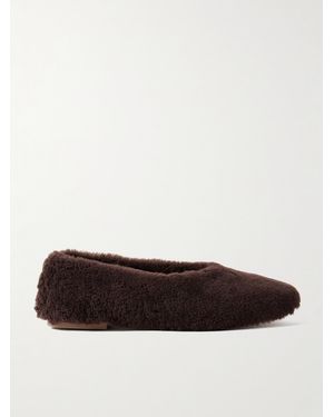 STAUD Alba Ballet Flache Schuhe Aus Shearling - Braun