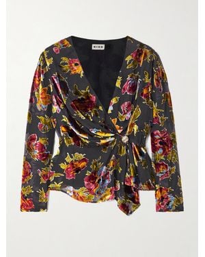 RIXO London Evelyn Wickeloberteil Aus Devoré-Samt Mit Blumenprint Und Verzierung - Mehrfarbig