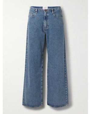 La Ligne Jenny Drawstring Organic Mid-Rise Wide-Leg Jeans - Blue