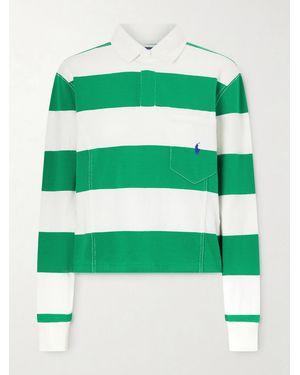 Polo Ralph Lauren Embroidered Striped Cotton Rugby Shirt - Green